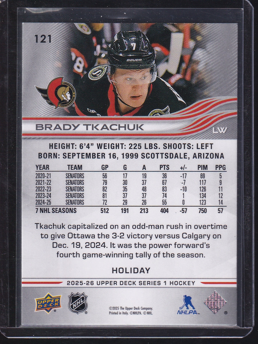 2025-26 Upper Deck #121 Brady Tkachuk Holiday