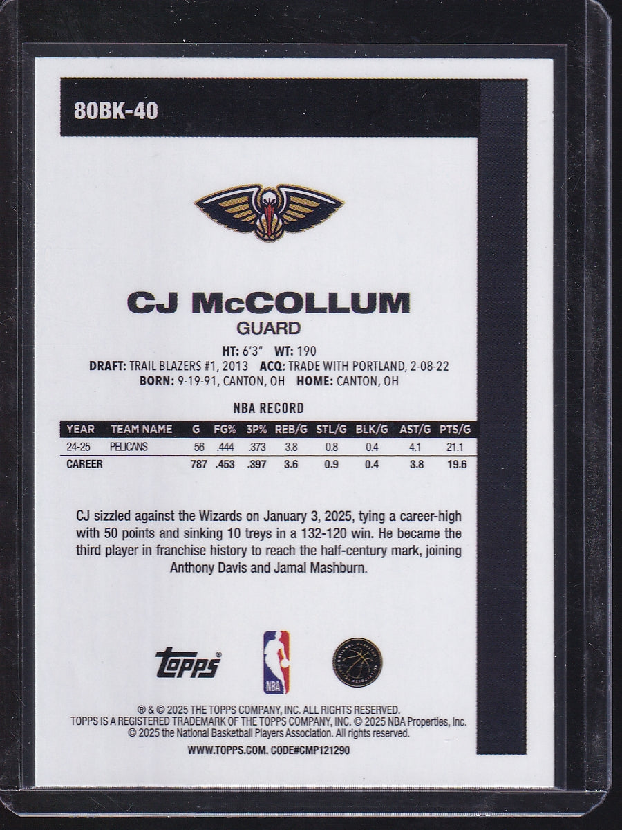 2025-26 Topps #80BK-40 CJ McCollum 1980-81 Topps Basketball