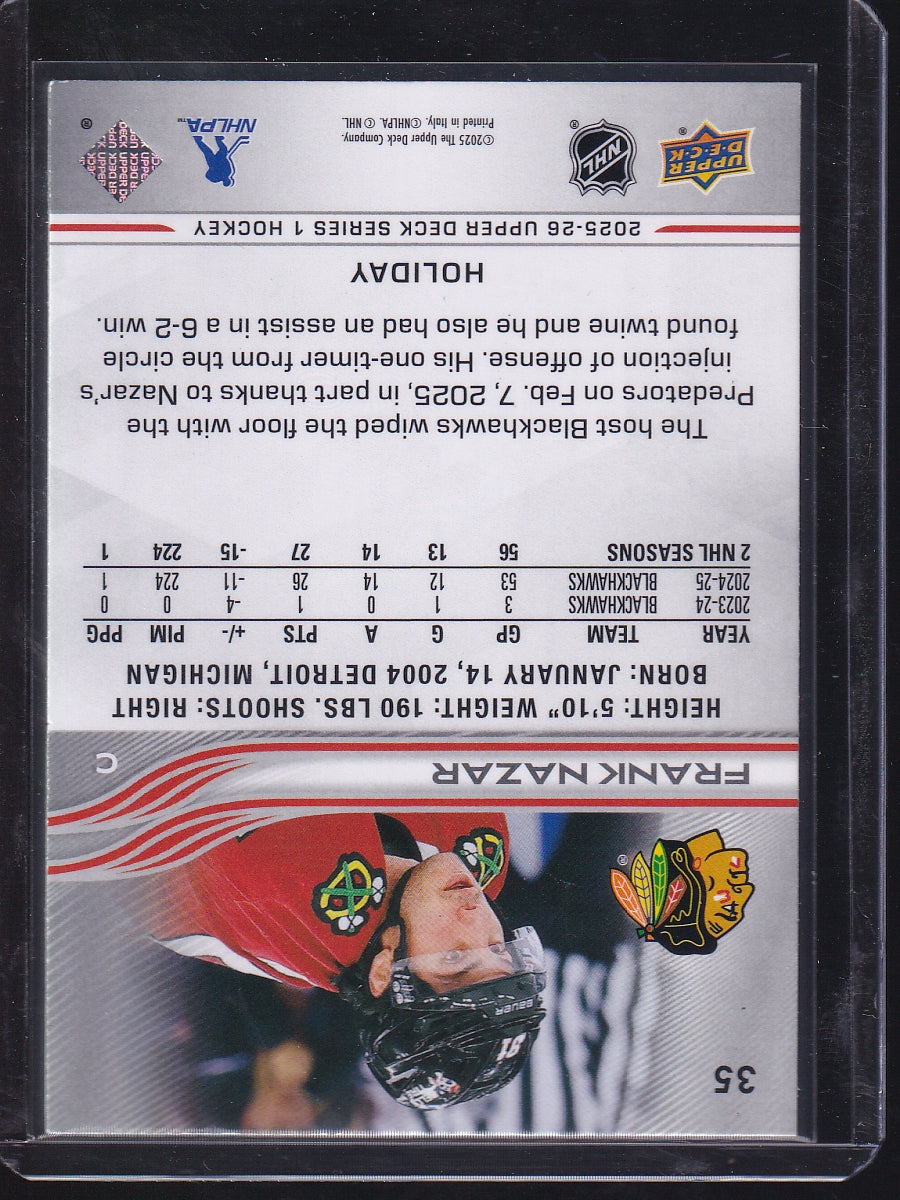 2025-26 Upper Deck #35 Frank Nazar Holiday