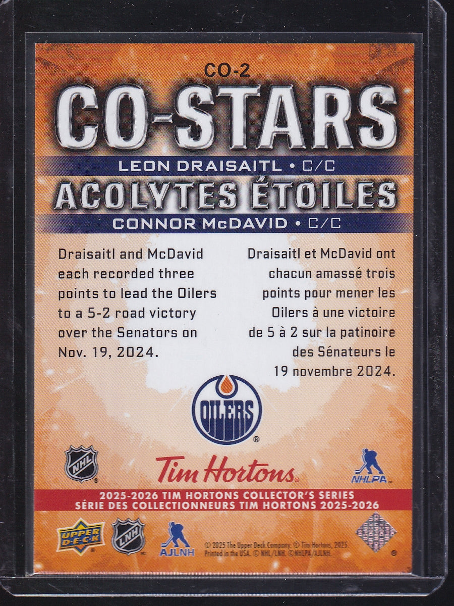 2025-26 Upper Deck Tim Hortons #CO-2 Connor McDavid / Leon Draisaitl Co-Stars