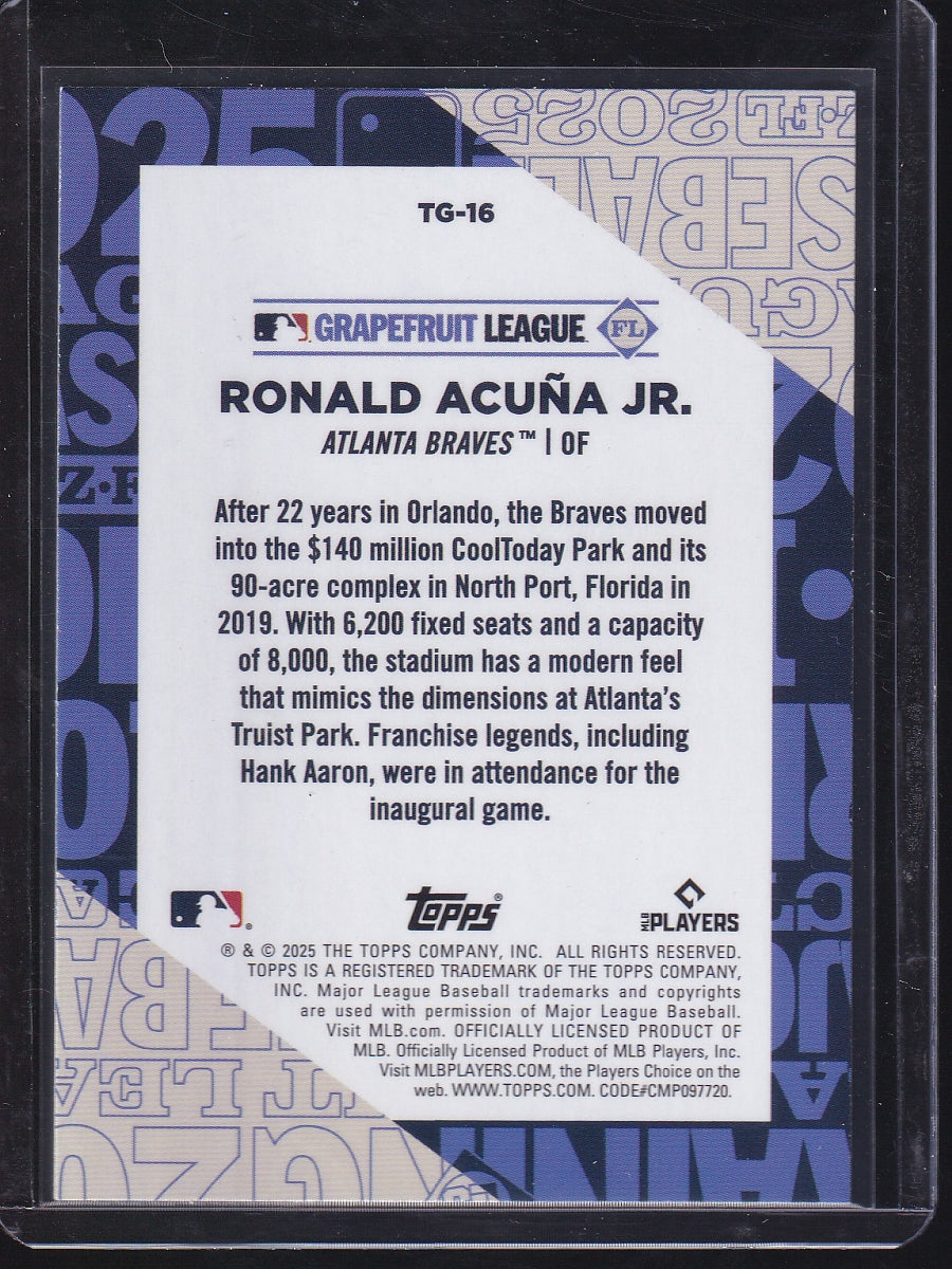 2025 Topps #TG-16 Ronald Acuña Jr. Training Grounds