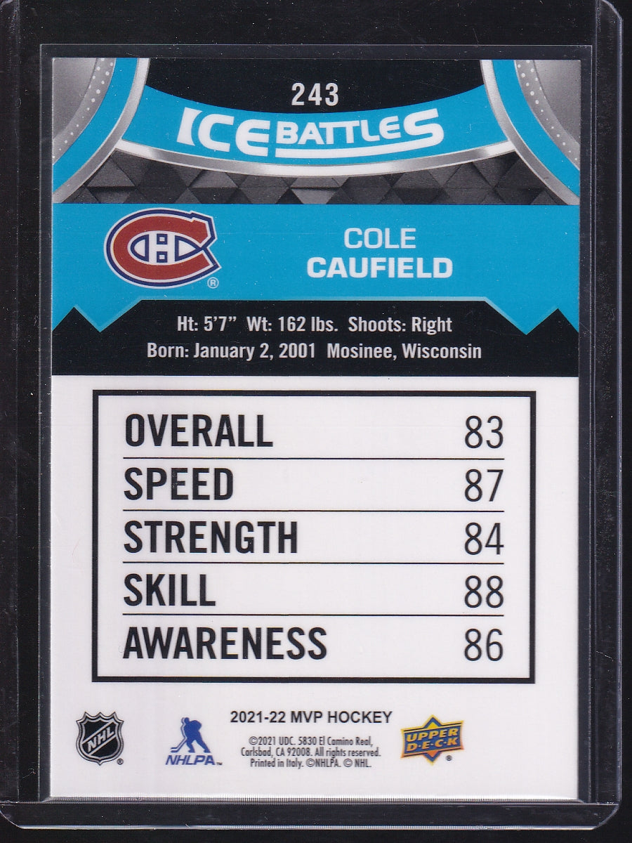2021-22 Upper Deck MVP #243 Cole Caufield Blue
