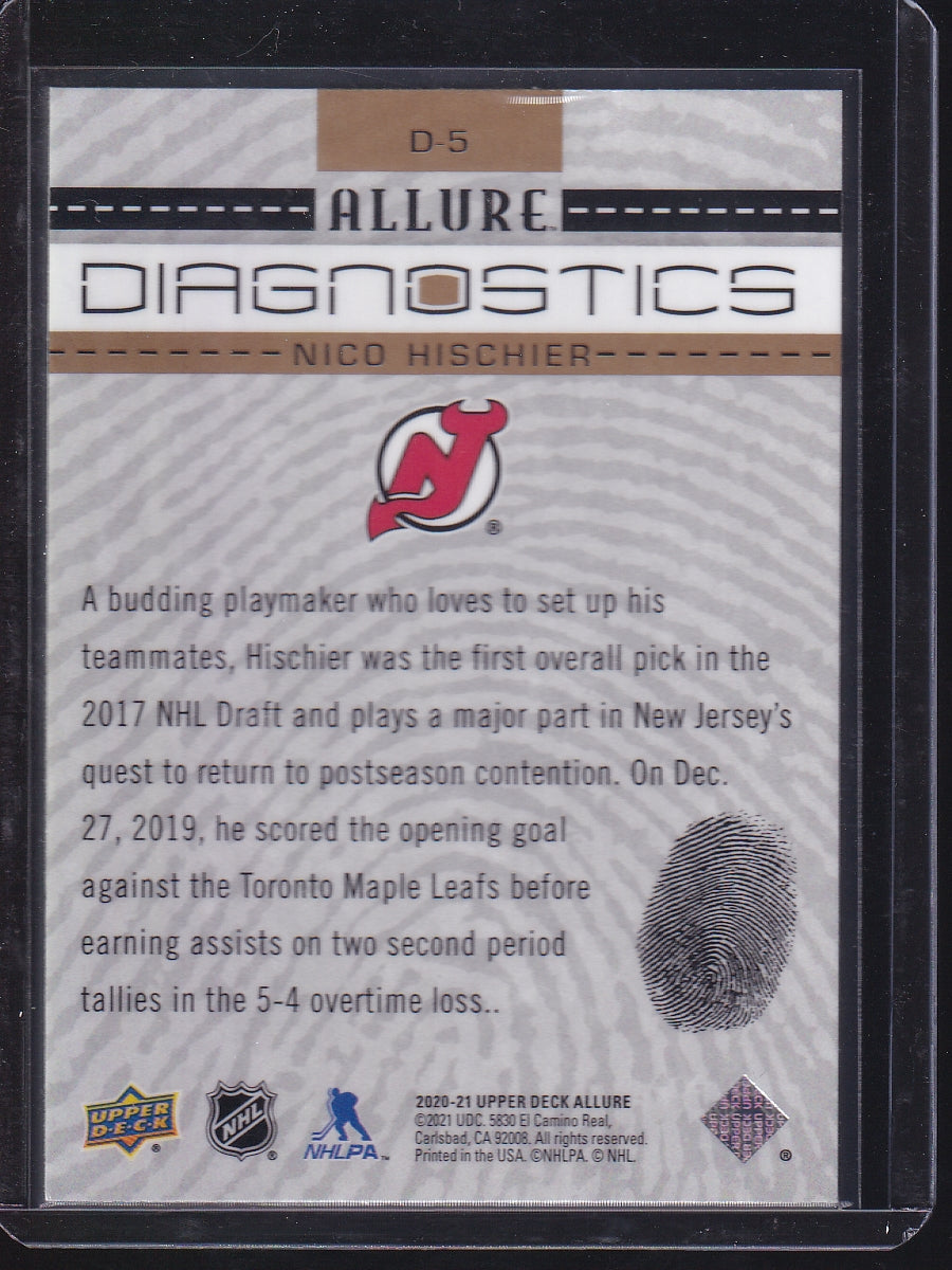 2020-21 Upper Deck Allure #D-5 Nico Hischier Diagnostics