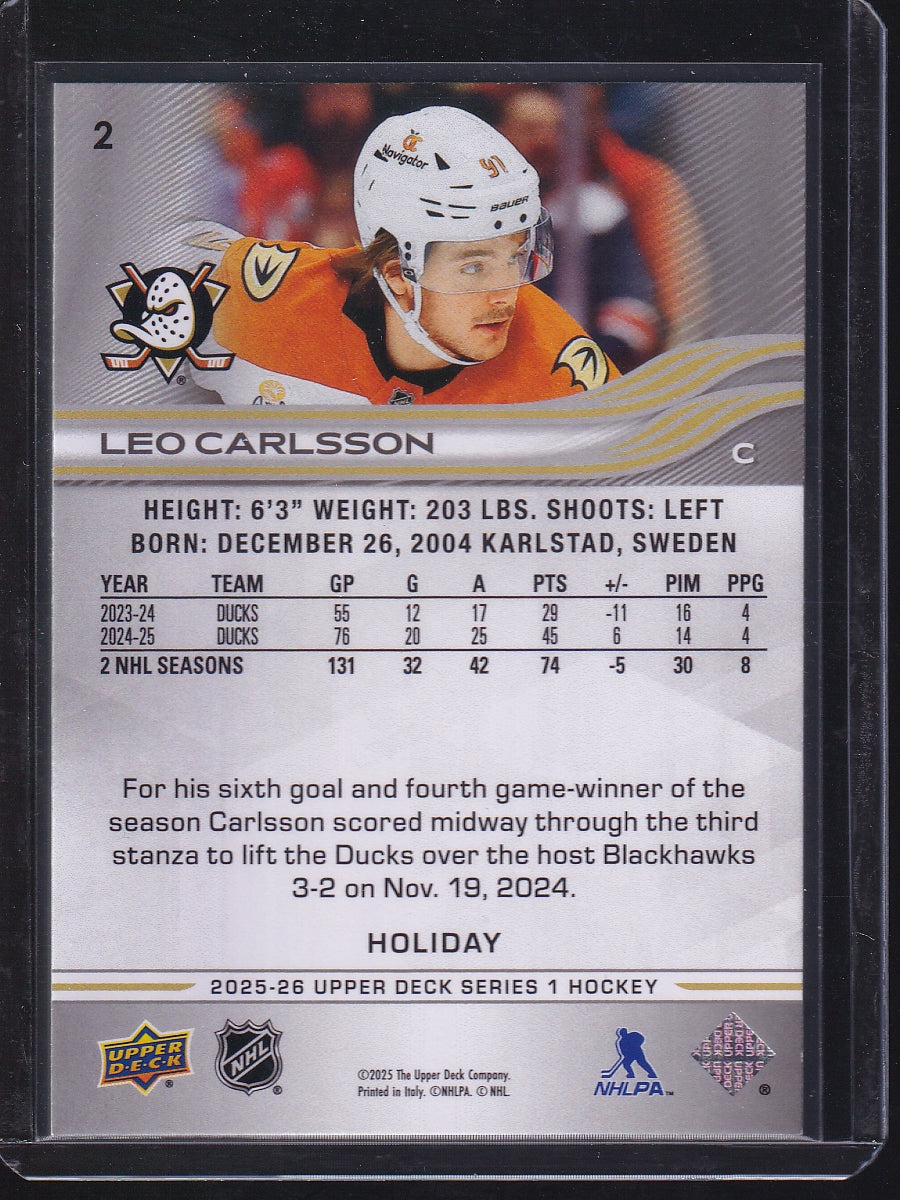 2025-26 Upper Deck #2 Leo Carlsson