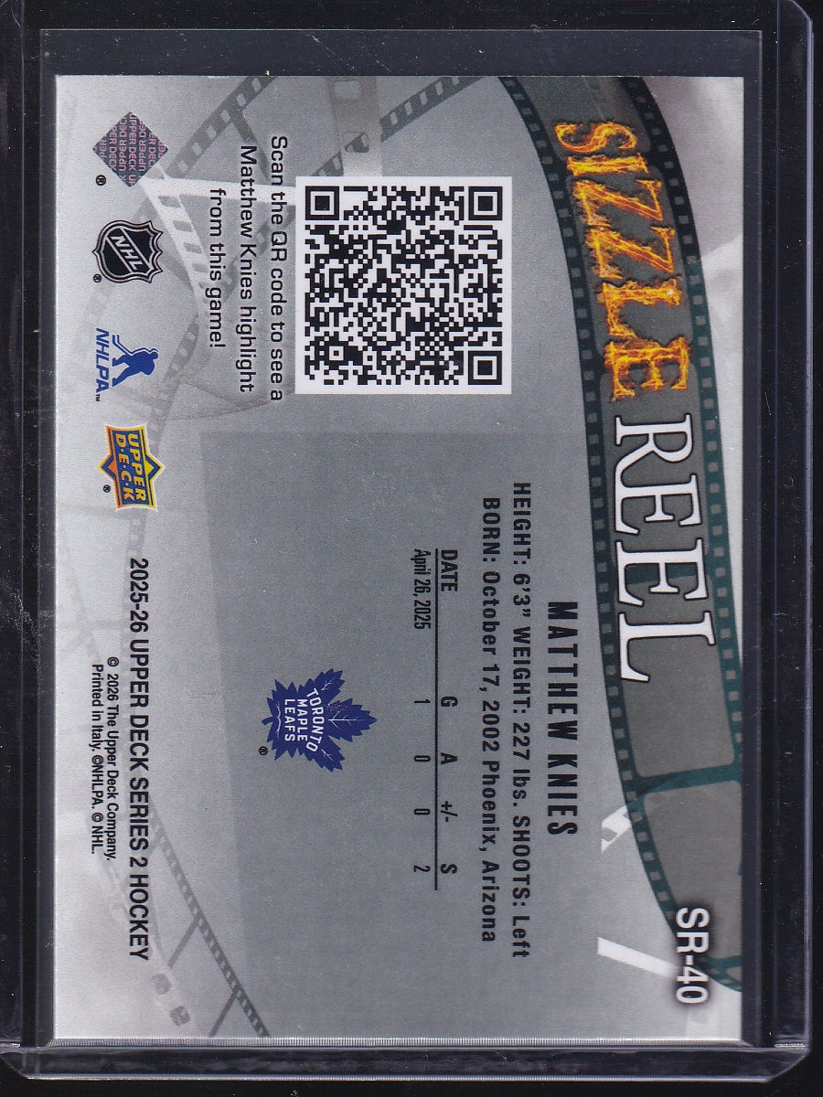 2025-26 Upper Deck #SR-40 Matthew Knies Sizzle Reel