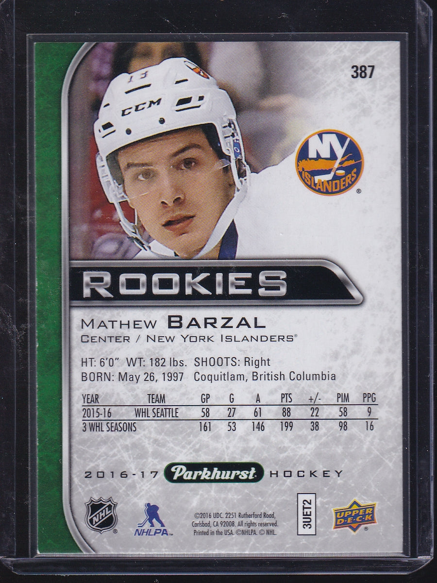 2016-17 Parkhurst #387 Mathew Barzal