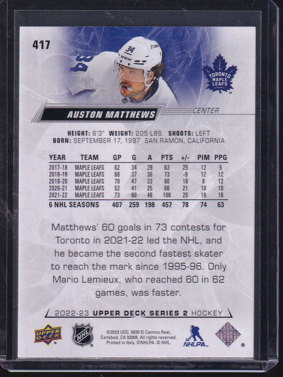 2022-23 Upper Deck #417 Auston Matthews