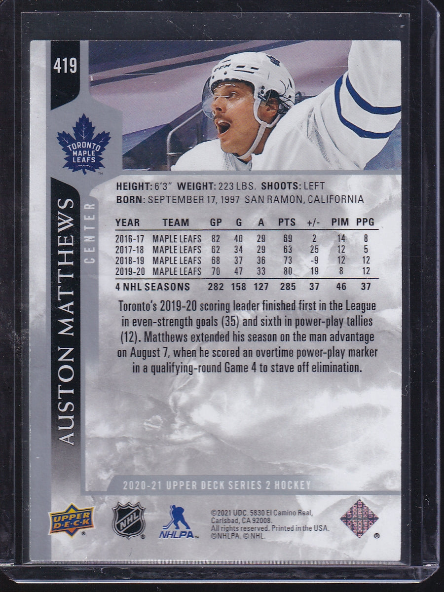 2020-21 Upper Deck #419 Auston Matthews