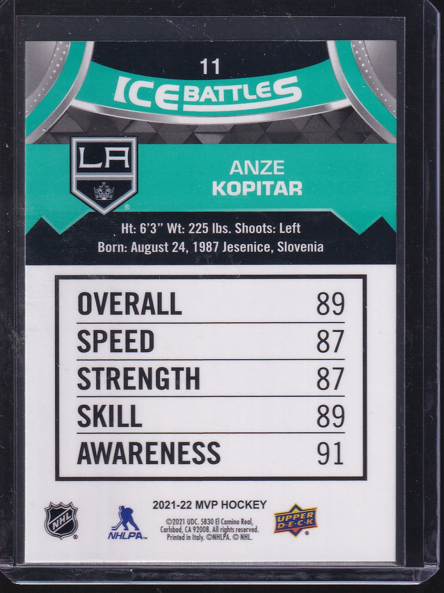 2021-22 Upper Deck MVP #11 Anze Kopitar Ice Battles