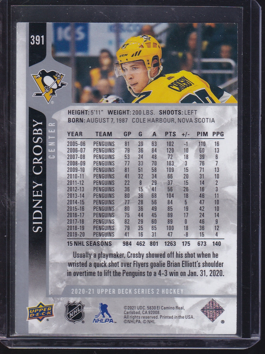 2020-21 Upper Deck #391 Sidney Crosby