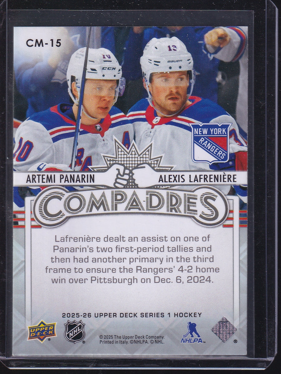 2025-26 Upper Deck #CM-15 Artemi Panarin / Alexis Lafreniere Compadres