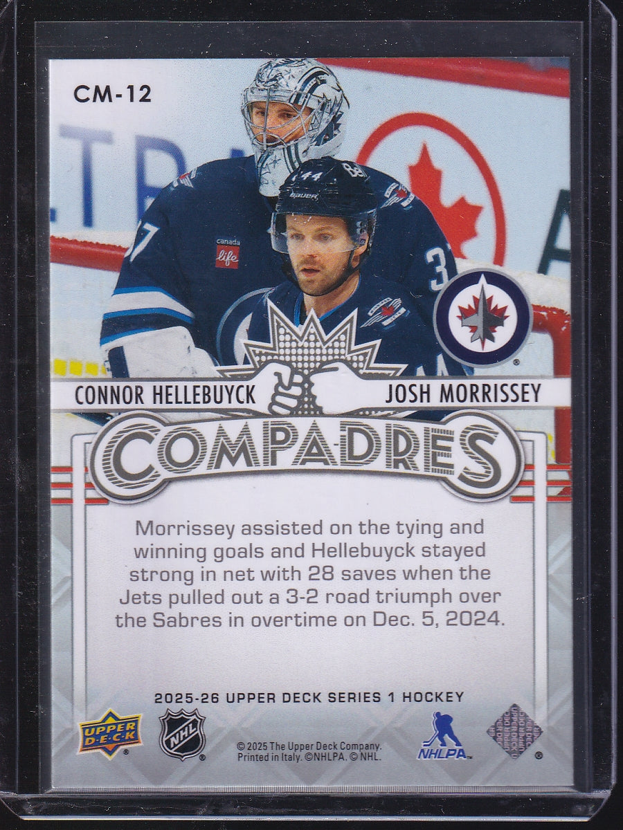 2025-26 Upper Deck #CM-12 Connor Hellebuyck / Josh Morrissey Compadres