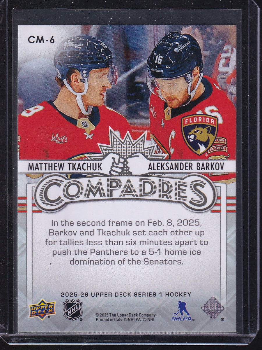 2025-26 Upper Deck #CM-6 Matthew Tkachuk / Aleksander Barkov Compadres Speckle