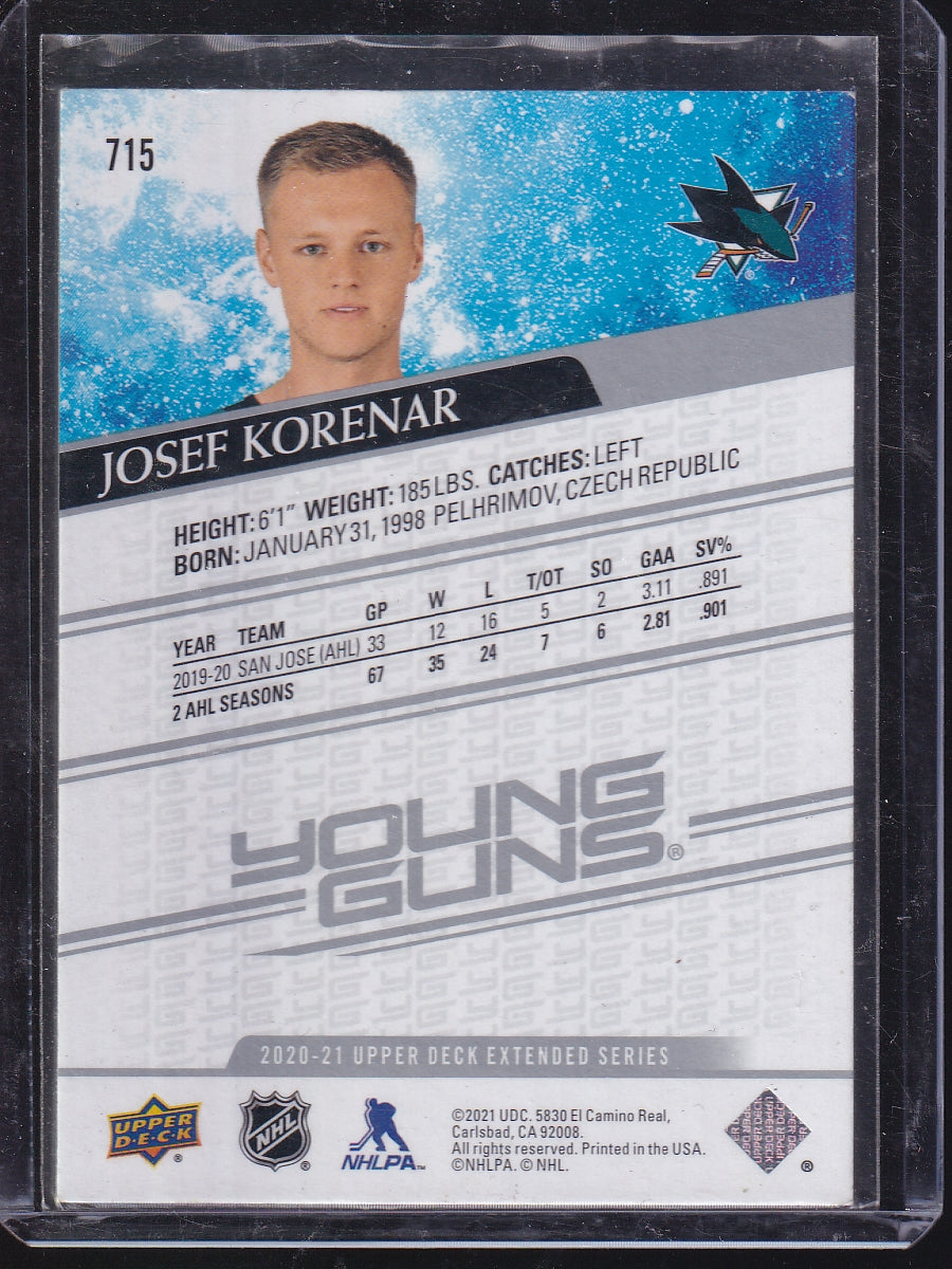 2020-21 Upper Deck #715 Josef Korenar