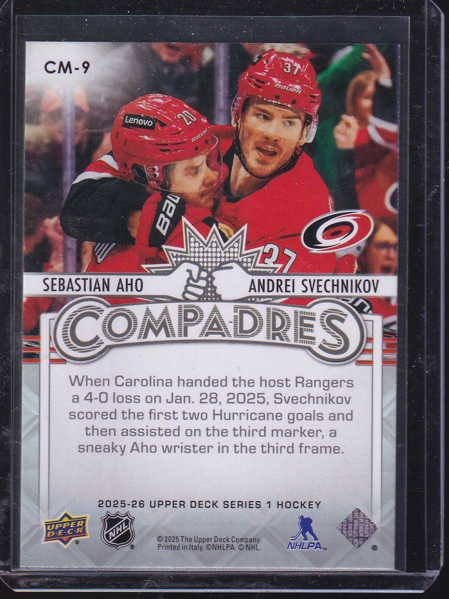 2025-26 Upper Deck #CM-9 Sebastian Aho / Andrei Svechnikov Compadres