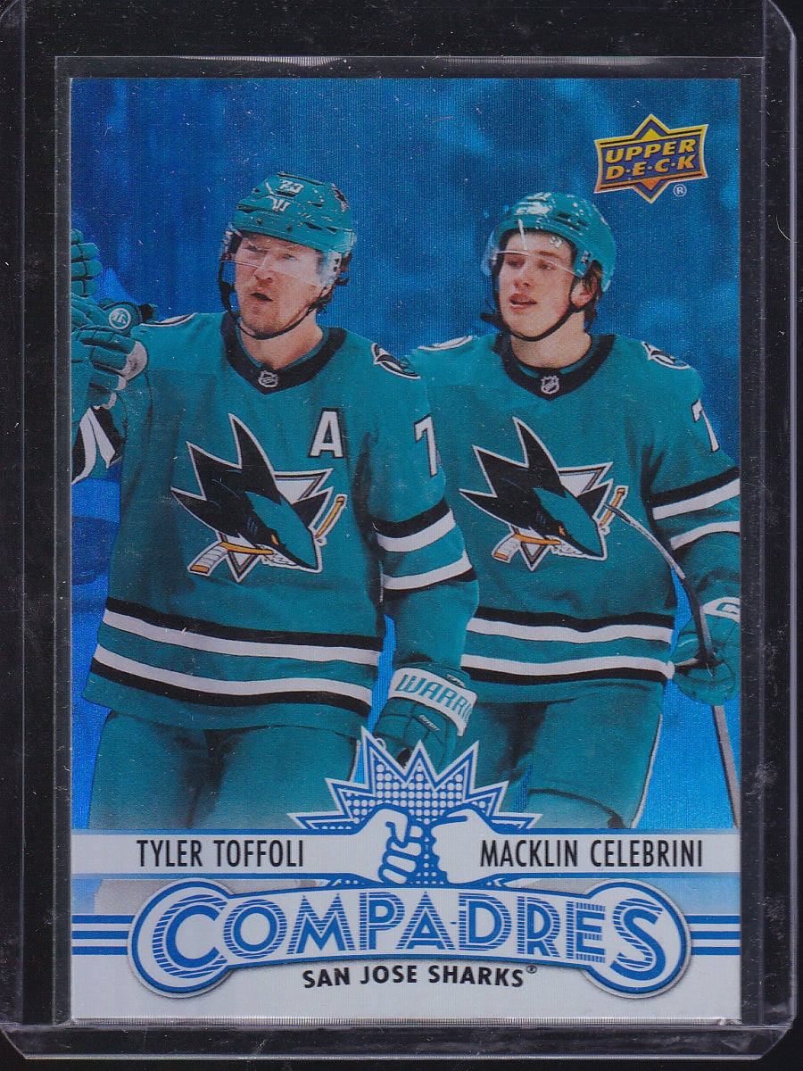 2025-26 Upper Deck #CM-11 Macklin Celebrini / Tyler Toffoli Compadres