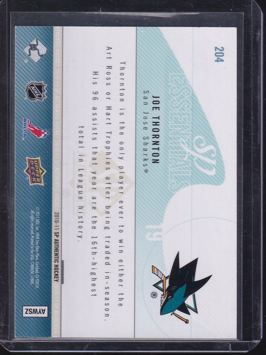 2010-11 SP Authentic #204 Joe Thornton SP Essentials #/1999