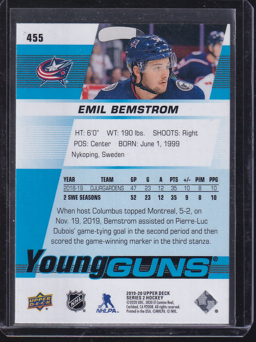 2019-20 Upper Deck #455 Emil Bemstrom