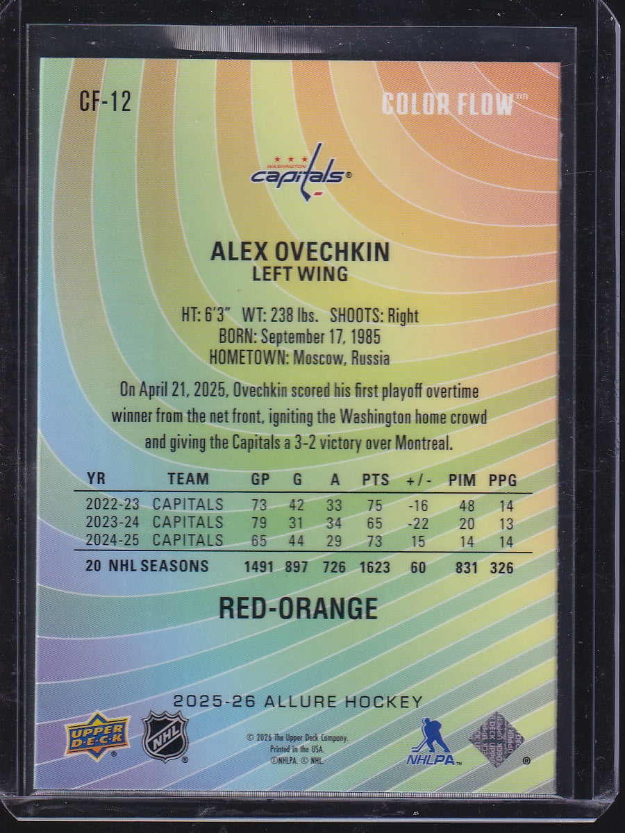 2025-26 Upper Deck Allure #CF-12 Alex Ovechkin Color Flow Red-Orange