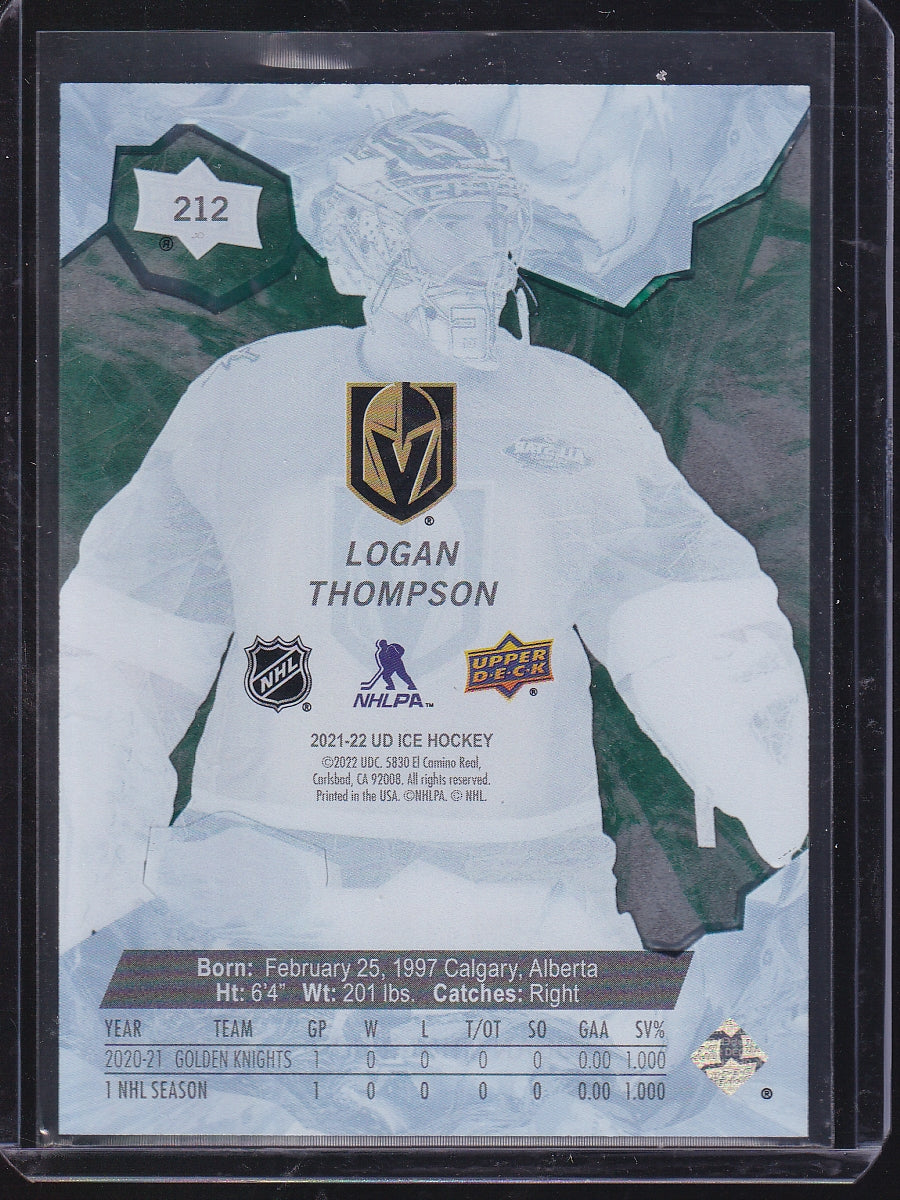 2021-22 Upper Deck Ice #212 Logan Thompson Green #/799