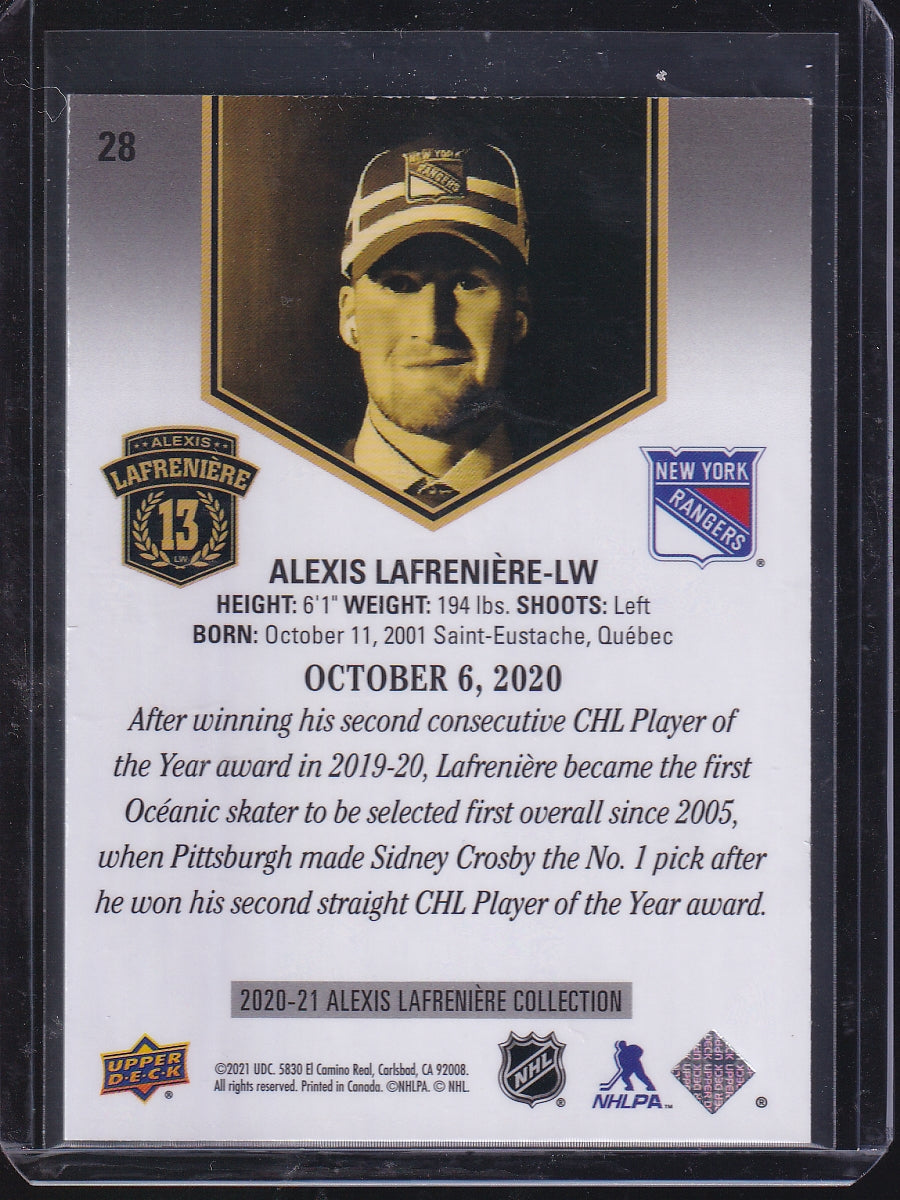 2020-21 Upper Deck Alexis Lafreniere Collection #28 Alexis Lafreniere