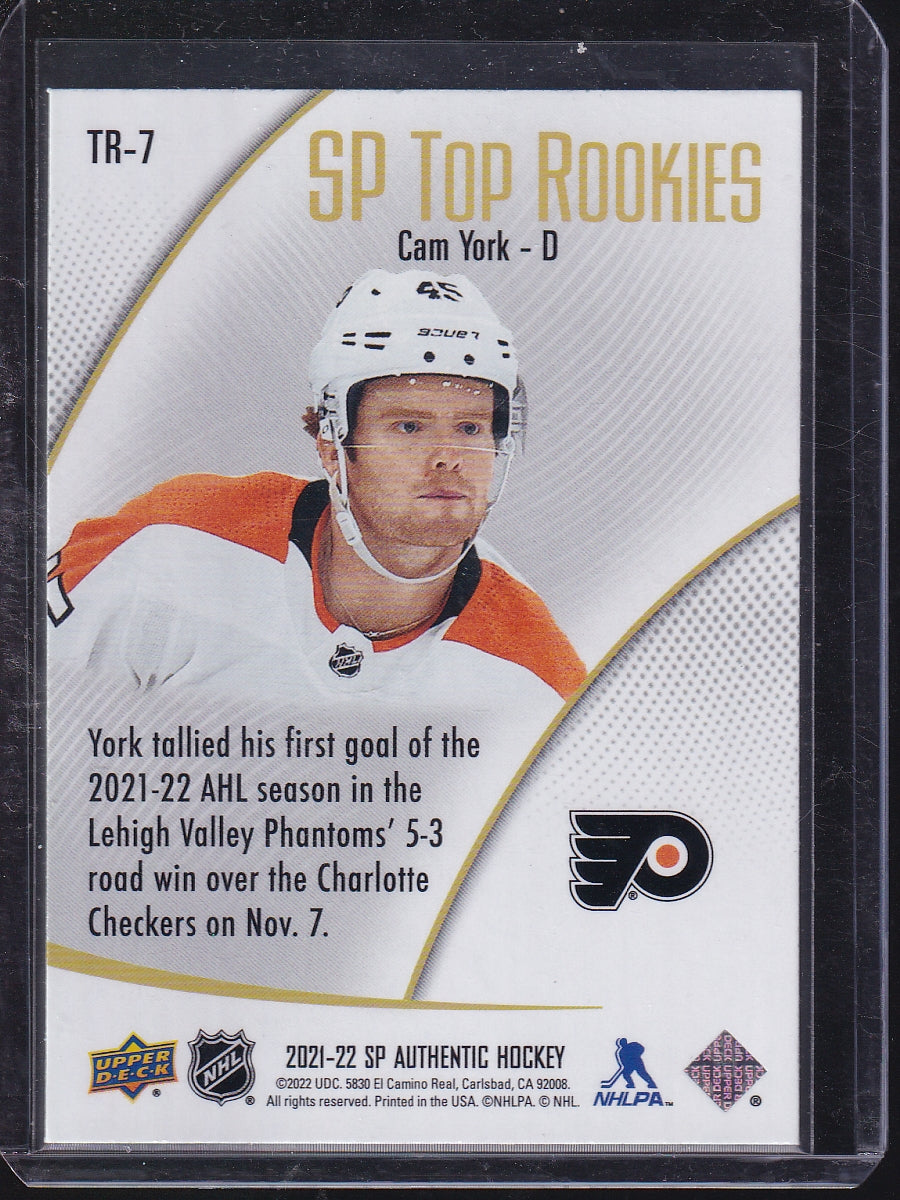 2021-22 SP Authentic #TR-7 Cam York SP Top Rookies