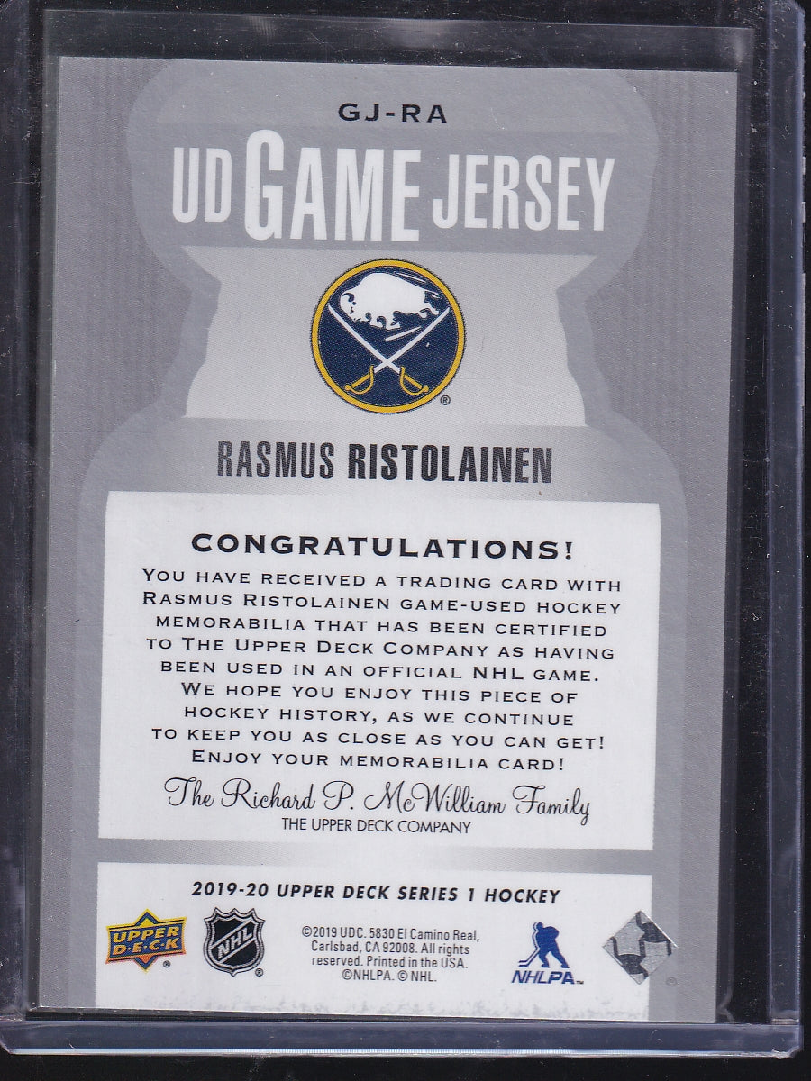 2019-20 Upper Deck #GJ-RA Rasmus Ristolainen UD Game Jersey