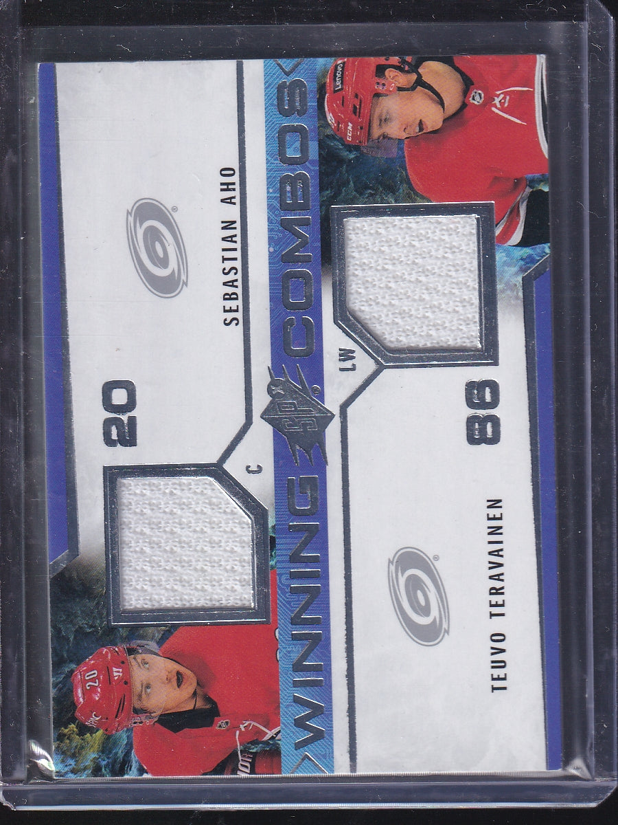 2021-22 SPx #WC-SATT Sebastian Aho / Teuvo Teravainen Winning Combos Patch