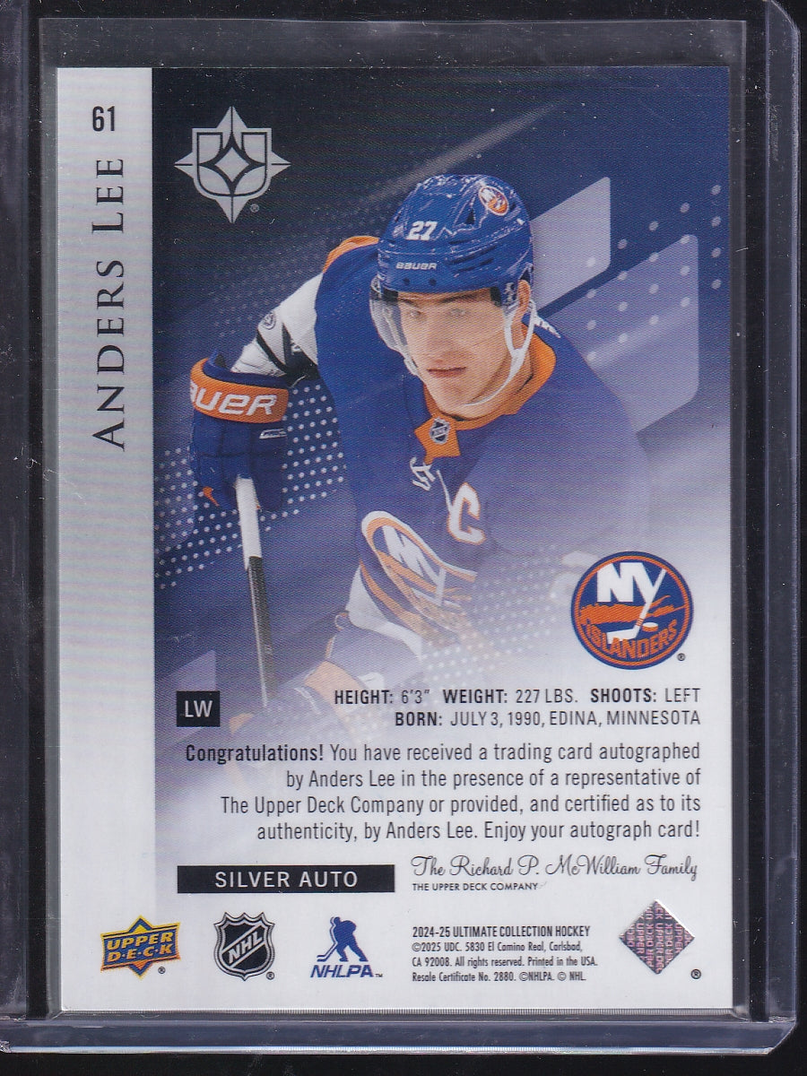 2024-25 Upper Deck Ultimate Collection #61 Anders Lee Autographs