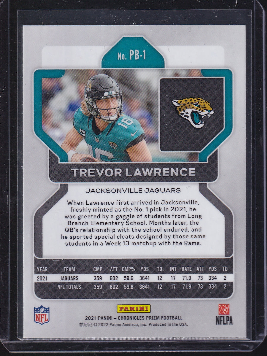 2021 Panini Chronicles #PB-1 Trevor Lawrence Prizm Black
