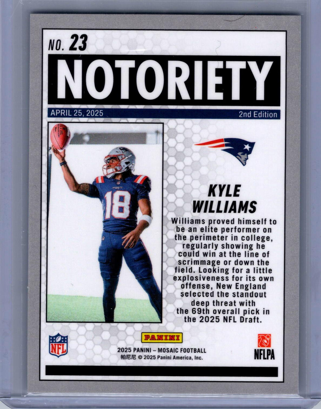 2025 Panini Mosaic #23 Kyle Williams Notoriety