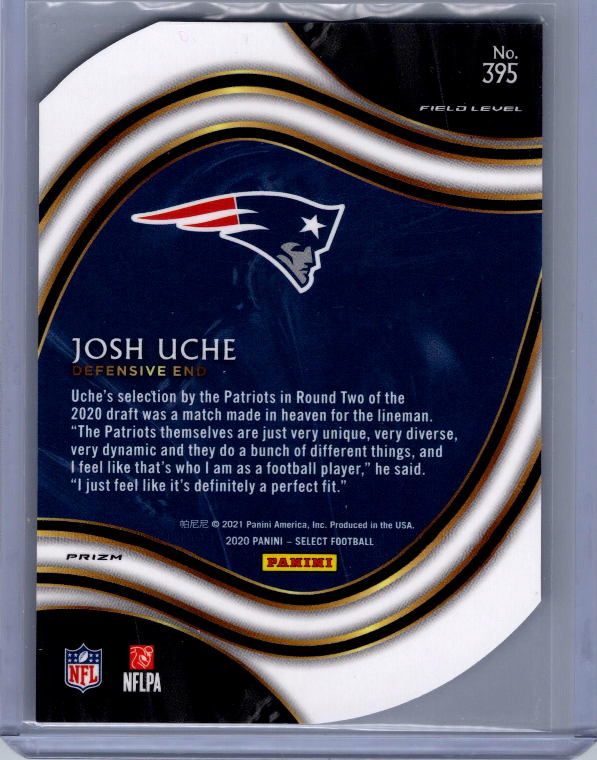 2020 Panini Select #395 Josh Uche Tri-Color Prizm Die Cut