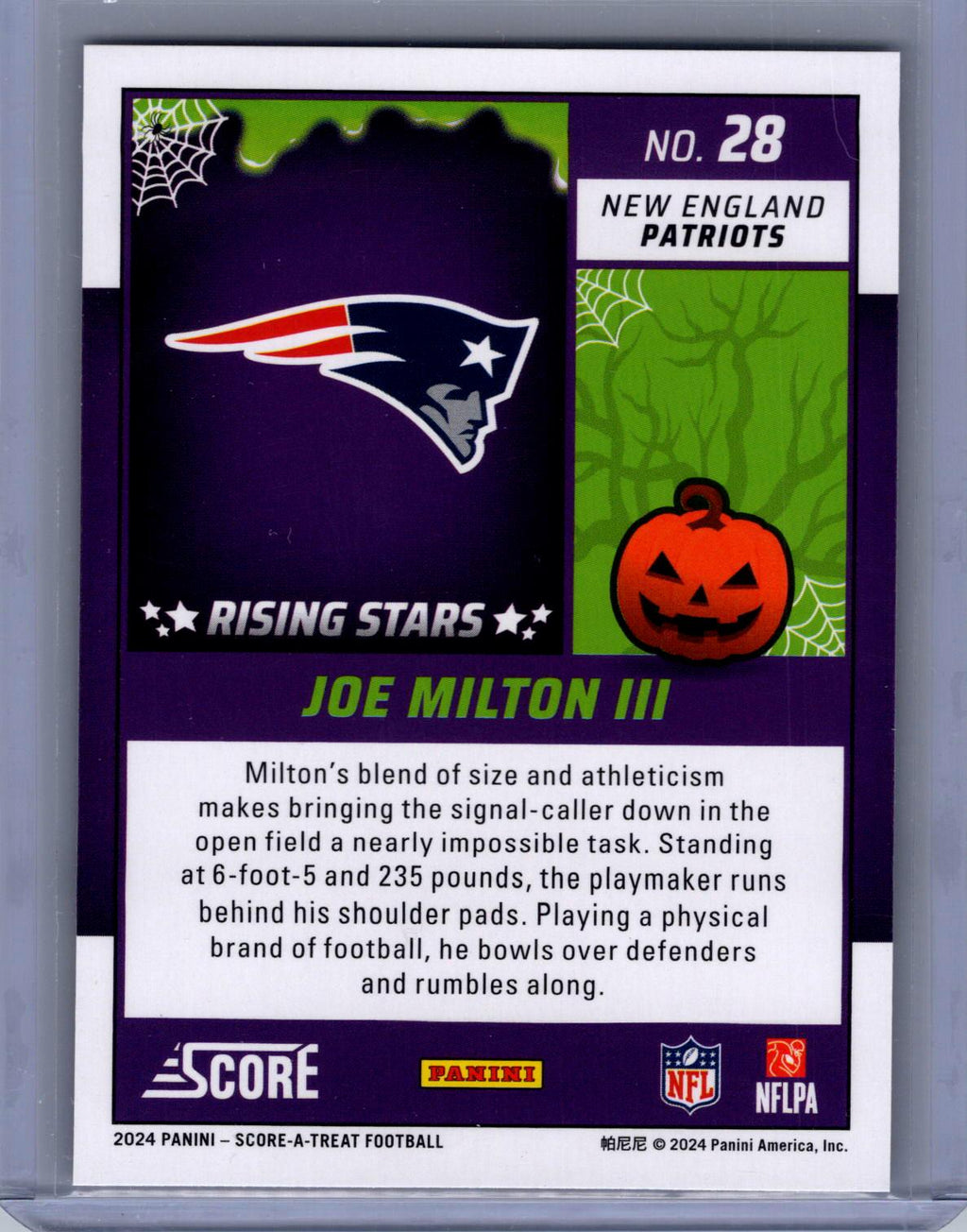 2024 Score-A-Treat #28 Joe Milton III Rising Stars Orange Pumpkin