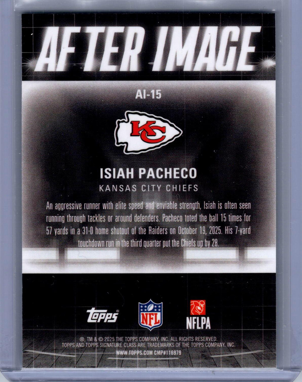 2025 Topps Signature Class #AI-15 Isiah Pacheco After Image