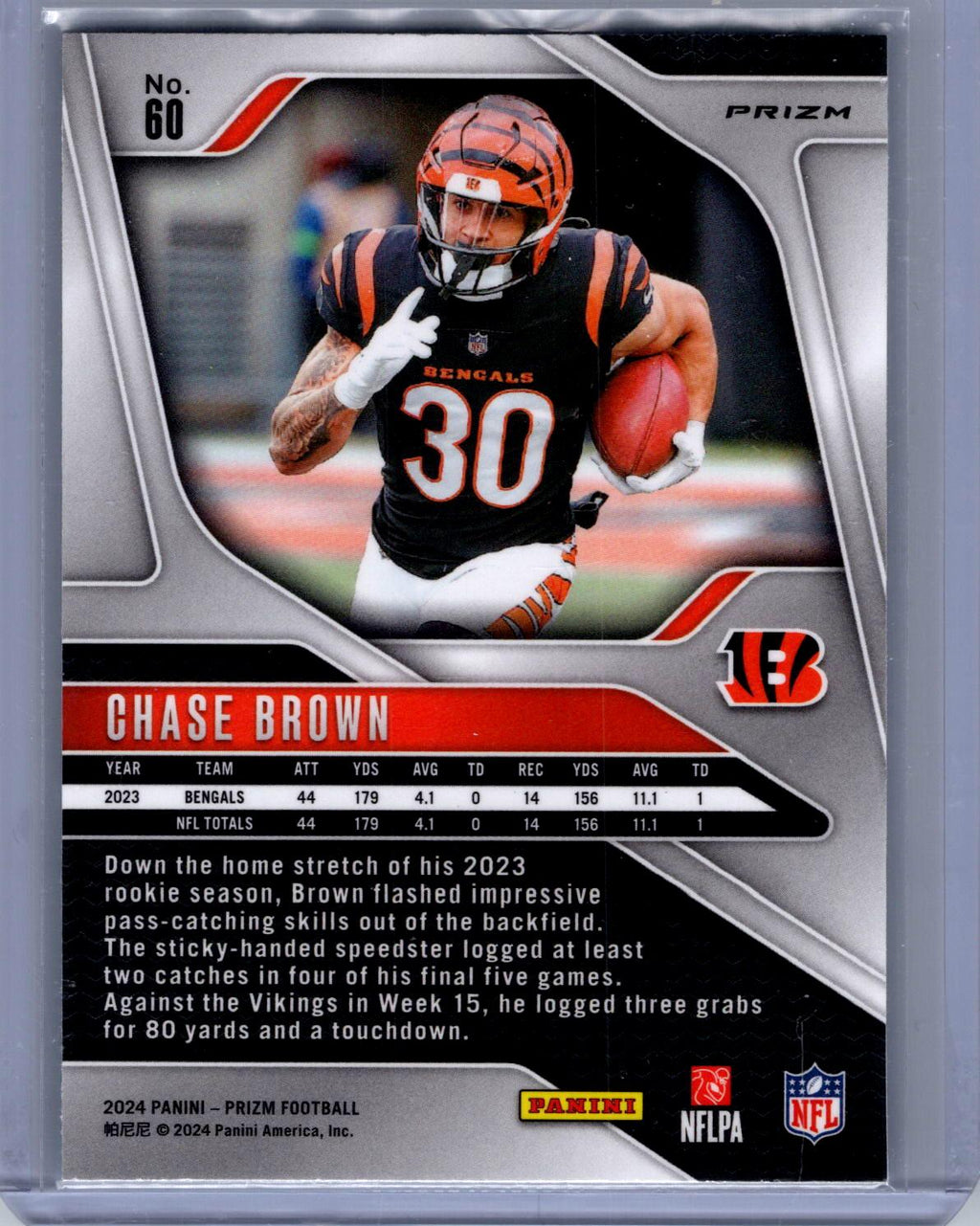 2024 Panini Prizm #60 Chase Brown Silver