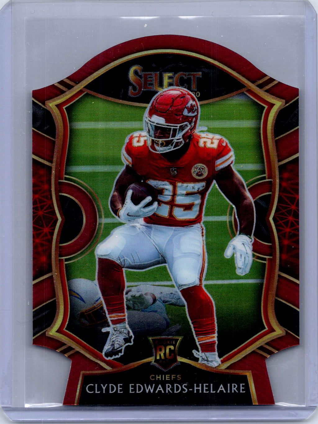 2020 Panini Select #54 Clyde Edwards-Helaire Purple Prizm Die Cut