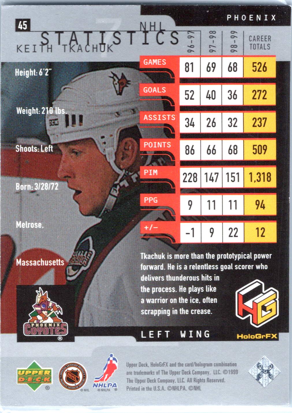 1999-00 Upper Deck HoloGrFX #45 Keith Tkachuk