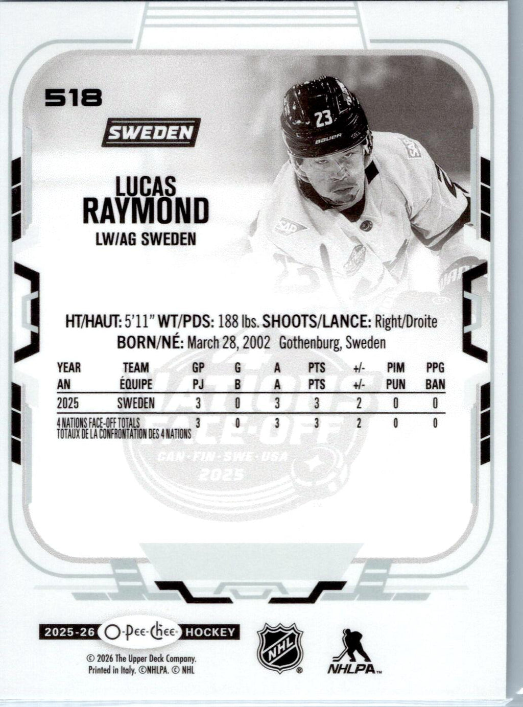 2025-26 O-Pee-Chee #518 Lucas Raymond