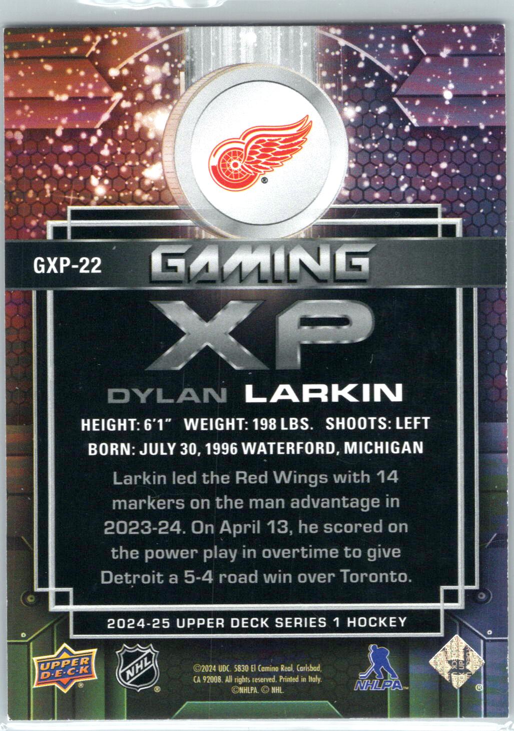 2024-25 Upper Deck #GXP-22 Dylan Larkin Gaming XP