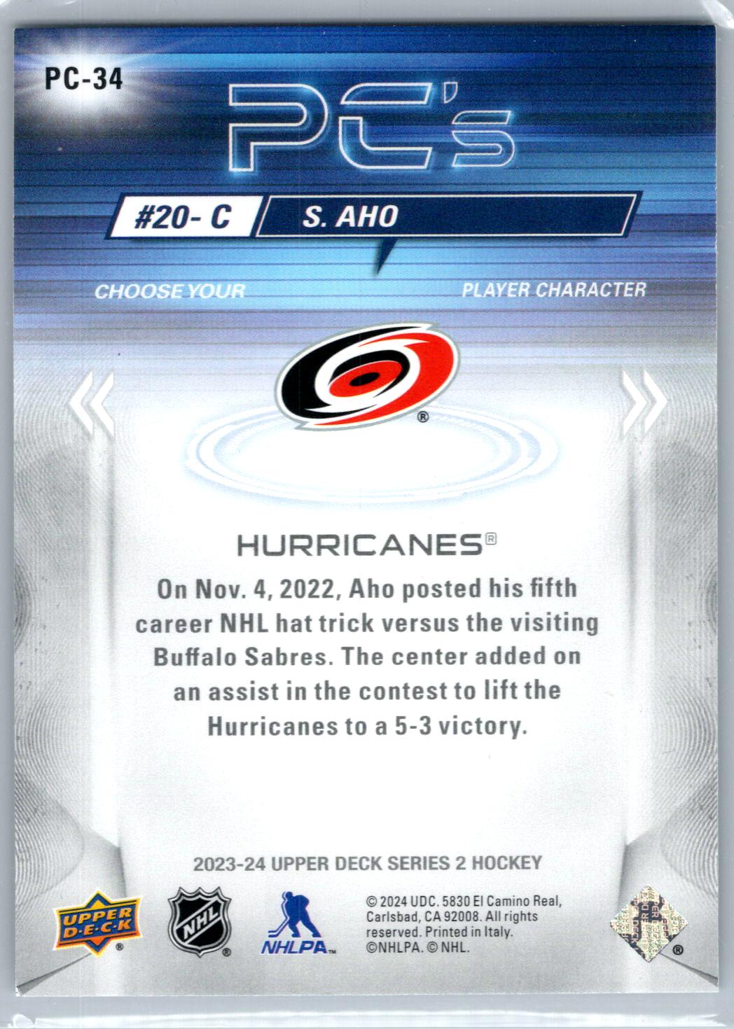 2023-24 Upper Deck #PC-34 Sebastian Aho PC's