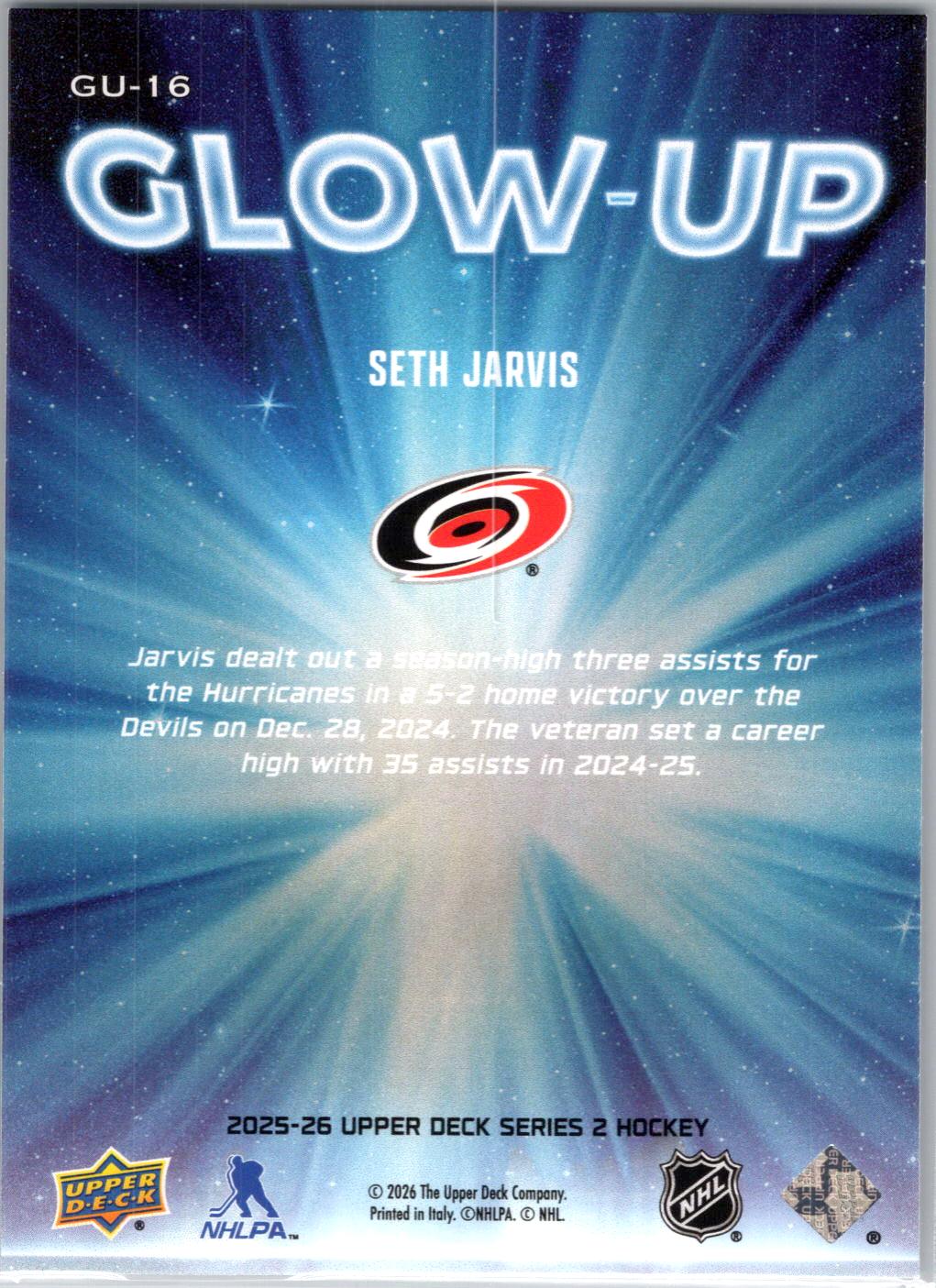2025-26 Upper Deck #GU-16 Seth Jarvis Glow-Up