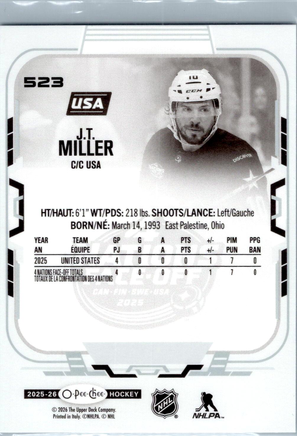 2025-26 O-Pee-Chee #523 J.T. Miller