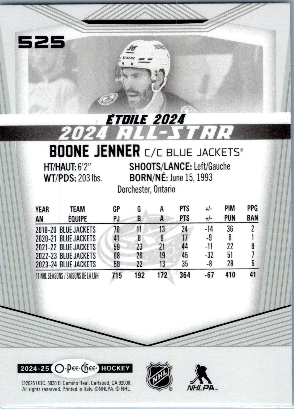 2024-25 O-Pee-Chee #525 Boone Jenner