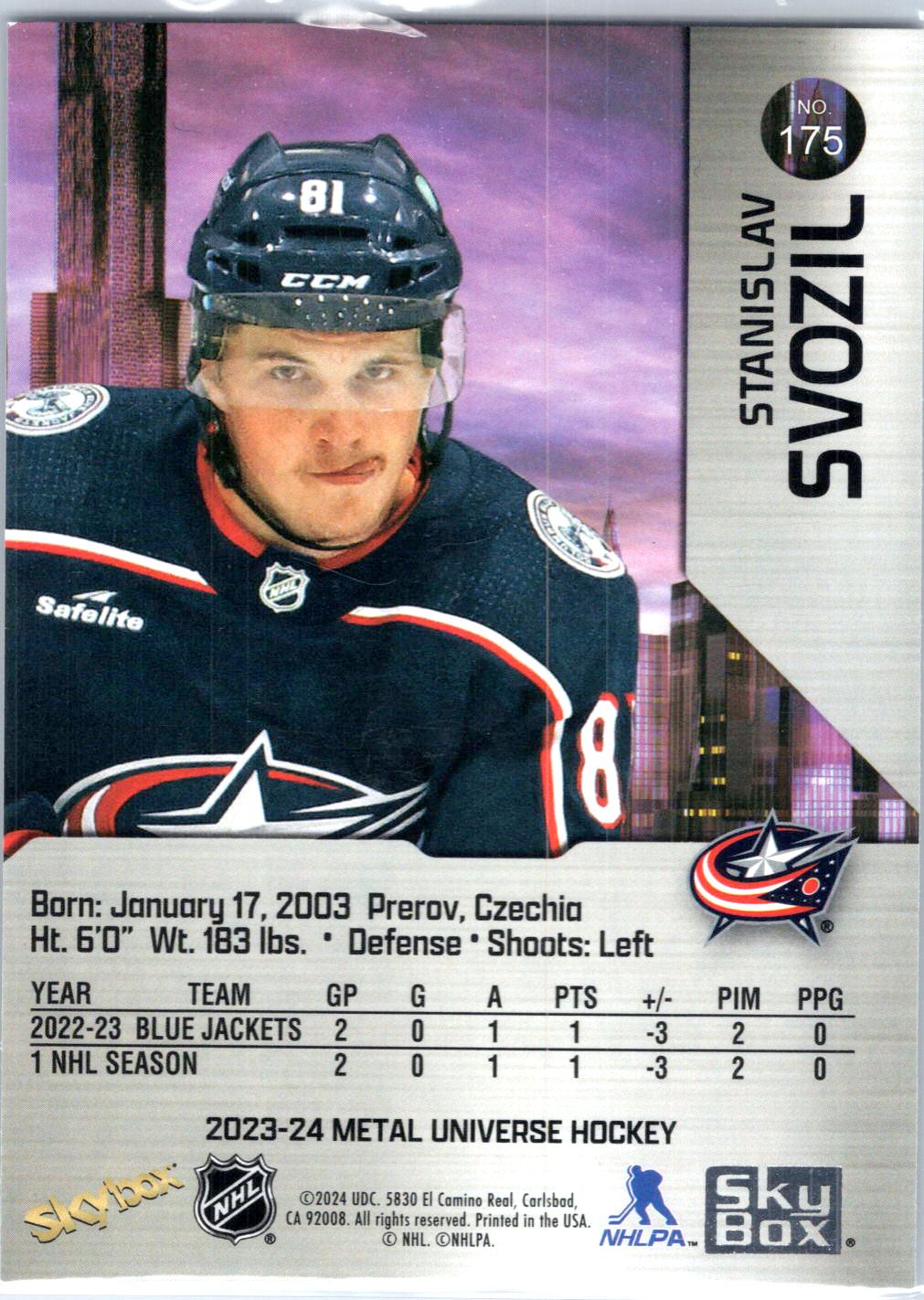2023-24 SkyBox Metal Universe #175 Stanislav Svozil