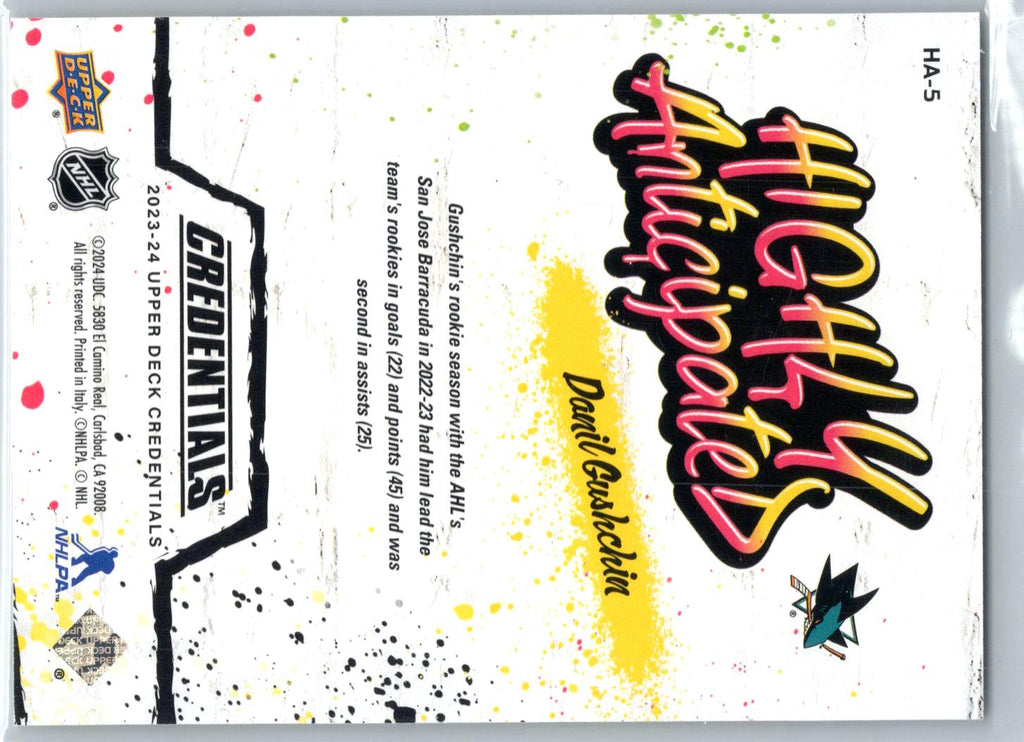2023-24 Upper Deck Credentials #HA-5 Danil Gushchin Highly Anticipated