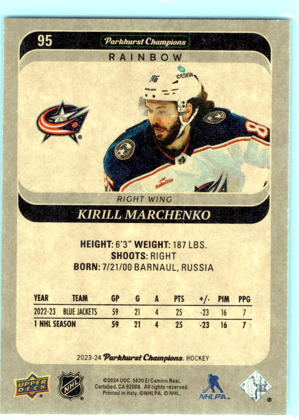 2023-24 Parkhurst Champions #95 Kirill Marchenko Rainbow