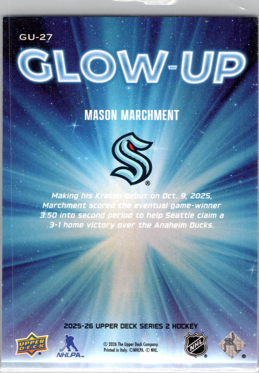 2025-26 Upper Deck #GU-27 Mason Marchment Glow-Up