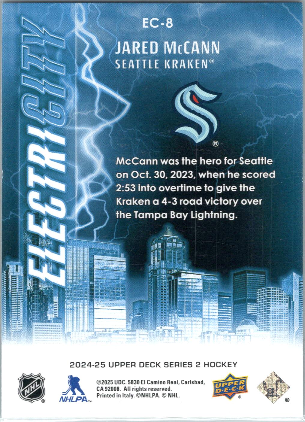 2024-25 Upper Deck #EC-8 Jared McCann ElectriCity