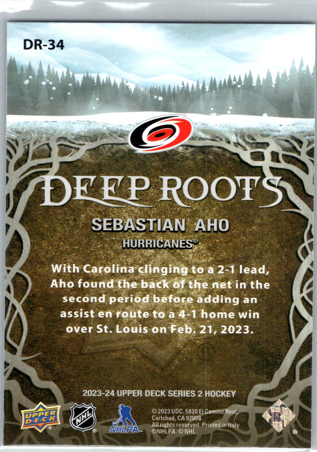 2023-24 Upper Deck #DR-34 Sebastian Aho Deep Roots