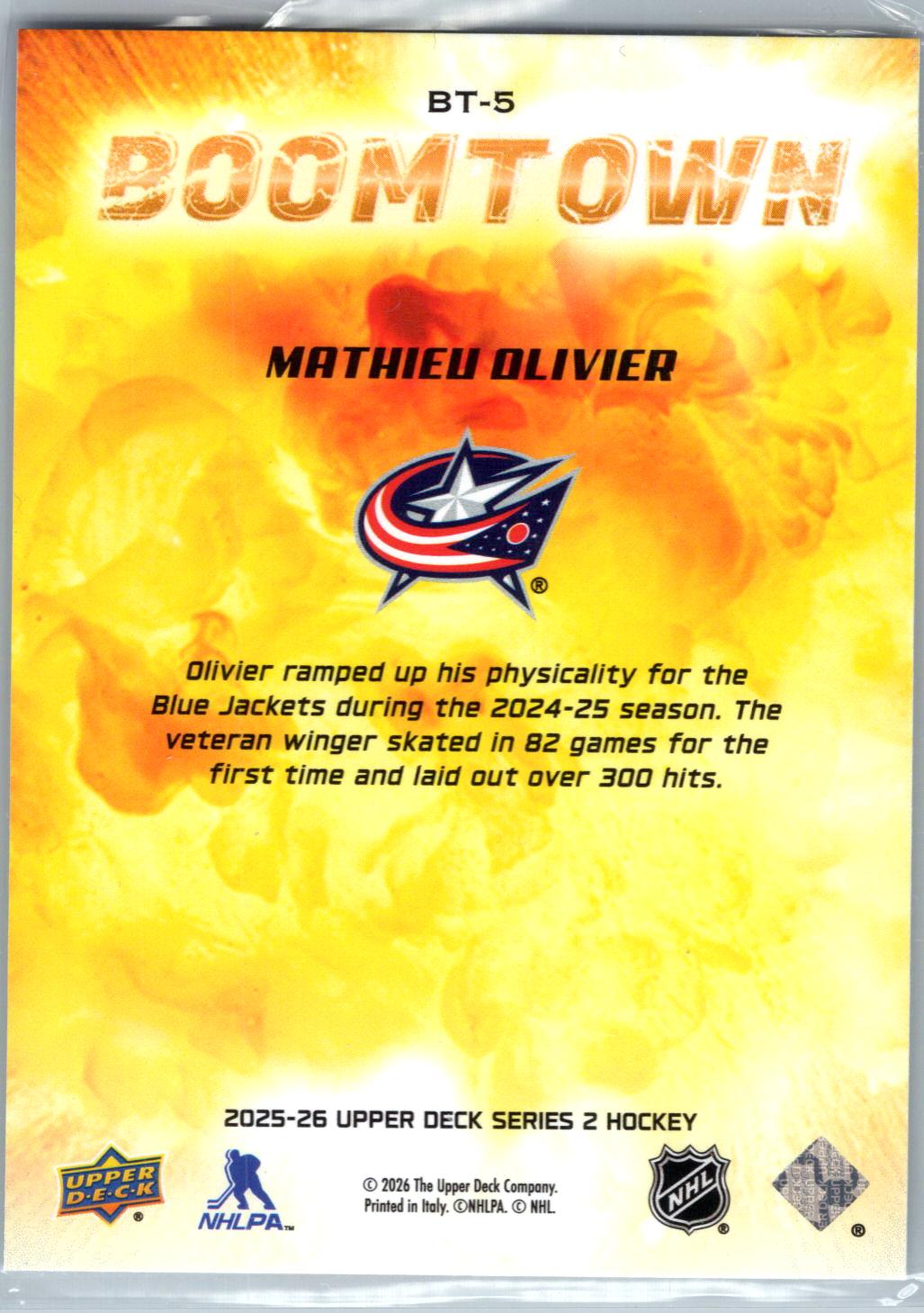 2025-26 Upper Deck #BT-5 Mathieu Olivier Boomtown